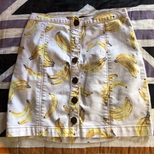 Banana Button Up Denim Skirt